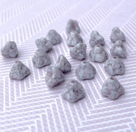 Chalk White Terracotta Copper Small Flower Cup Glass Beads Pack of 30