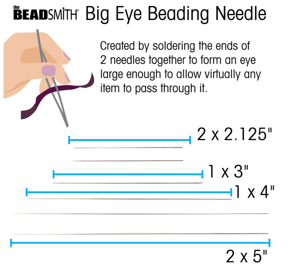 Big Eye Beading Needles by Beadsmith Six Pack Assorted Sizes