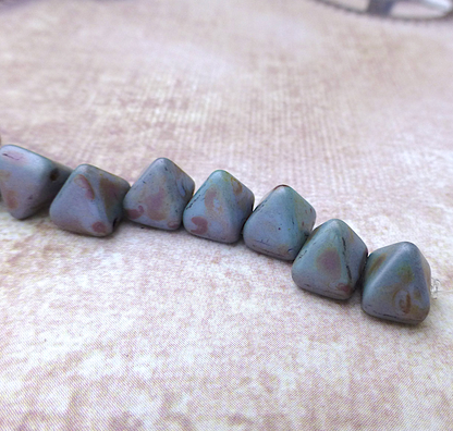 Chalk White Matte 6mm Pyramid Stud Czech Glass Two Hole Beads Pack of 25