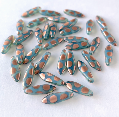 Capri Copper Dots One Hole Dagger Beads - Pack of 20 Beads