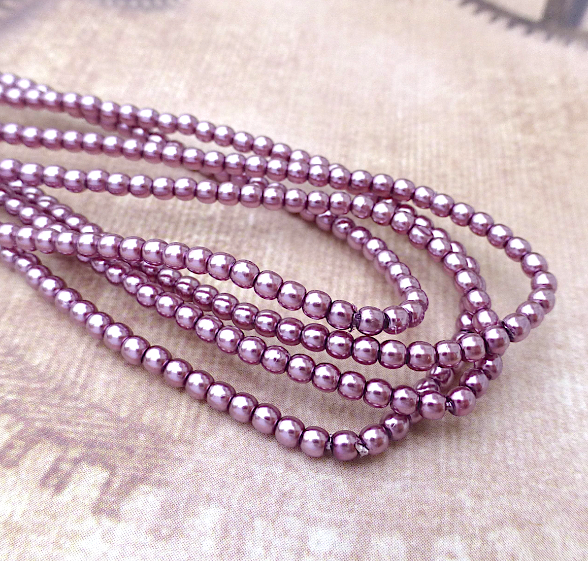 Fuchsia Round Czech Glass Pearls 2mm Strand of 150 beads