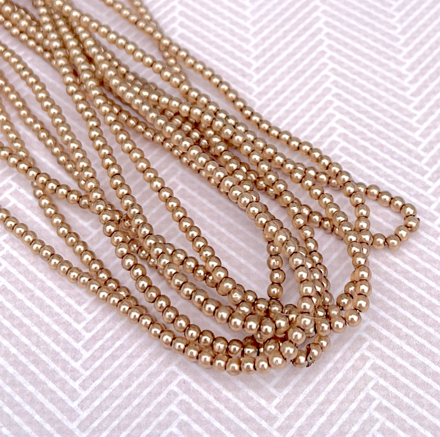 Caramel Round Czech Glass Pearls 2mm Strand of 150 beads