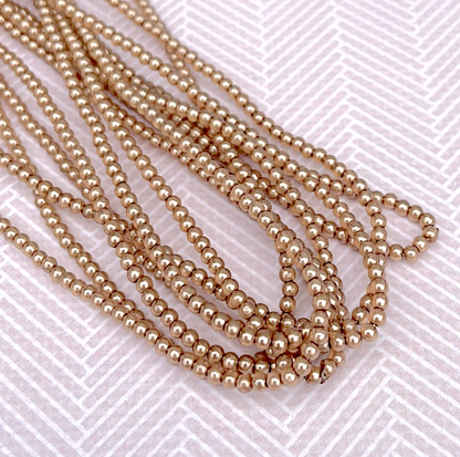 Caramel Round Czech Glass Pearls 2mm Strand of 150 beads