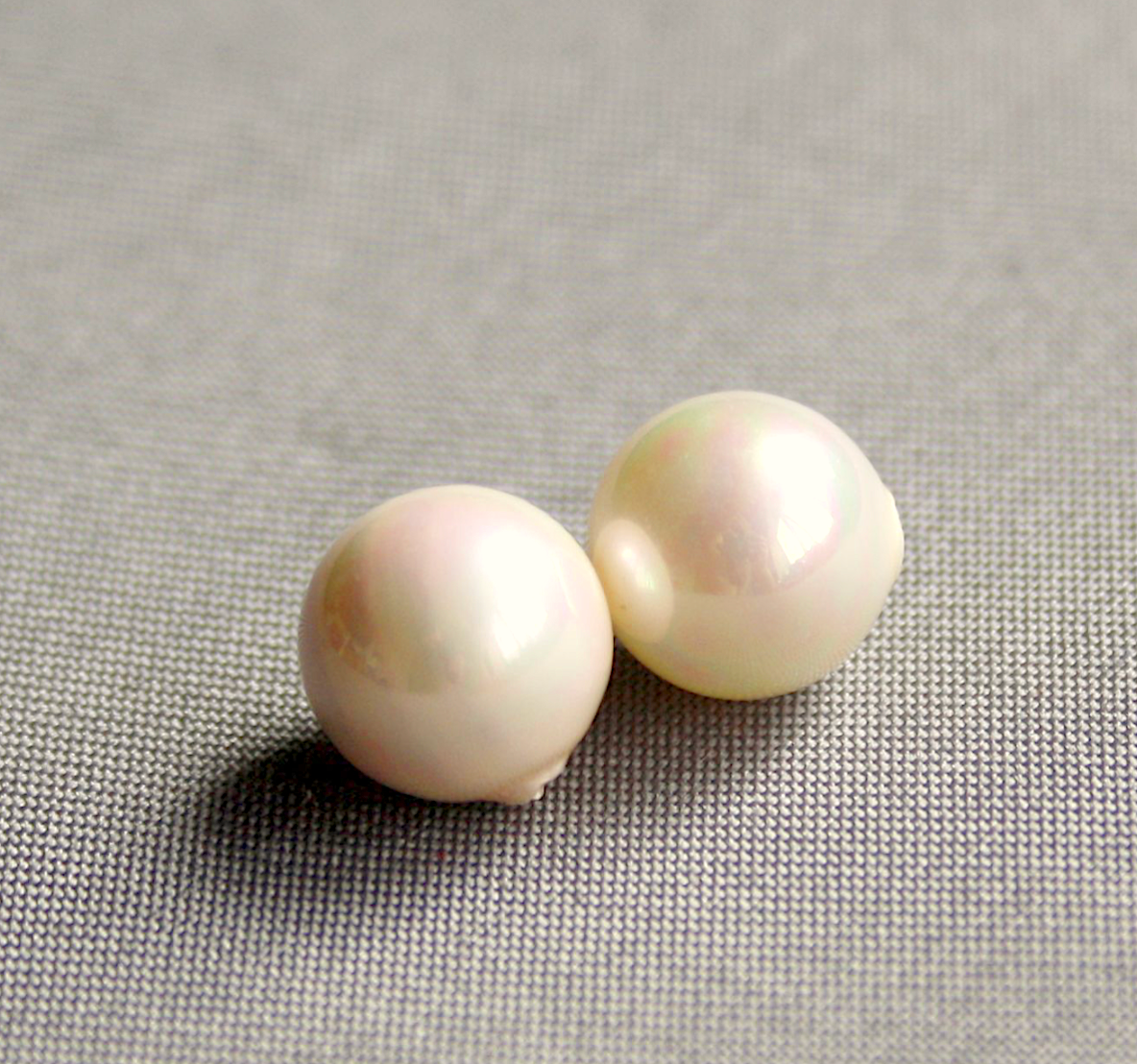 Pink 8 mm Half Drilled Round South Sea Shell Beads - One Pair