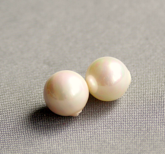 Pink 8 mm Half Drilled Round South Sea Shell Beads - One Pair