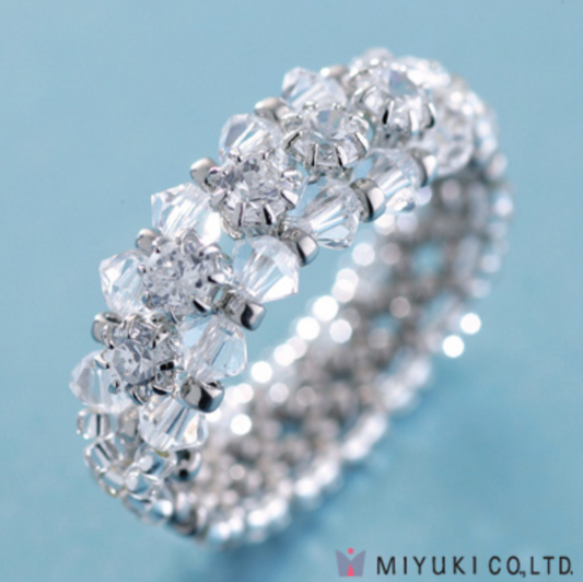 Cubic Zirconia Line Silver Ring Miyuki Beading Kit