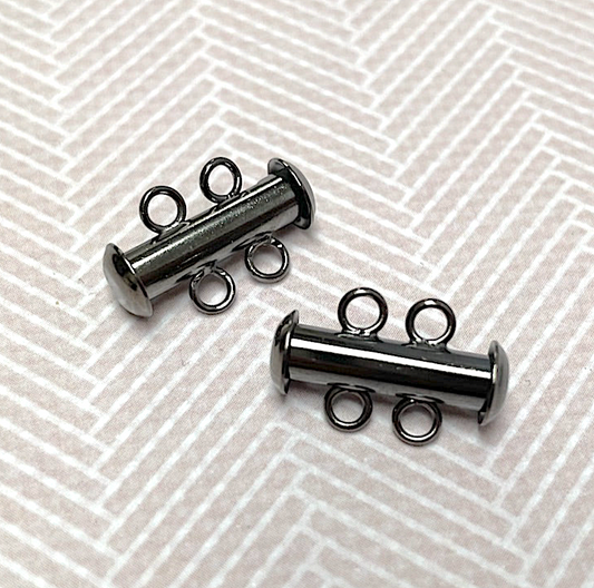 Gunmetal 2-strand Magnetic Slide Clasps - Pack of 2