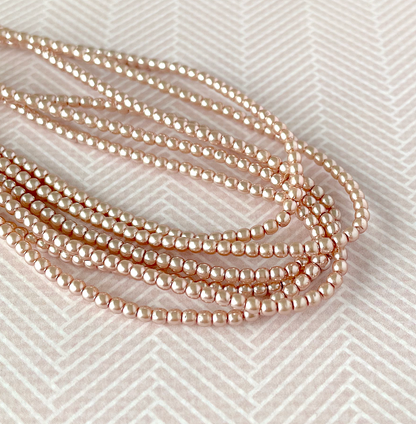 Rose Creme Round Czech Glass Pearls 2mm Strand of 150 beads