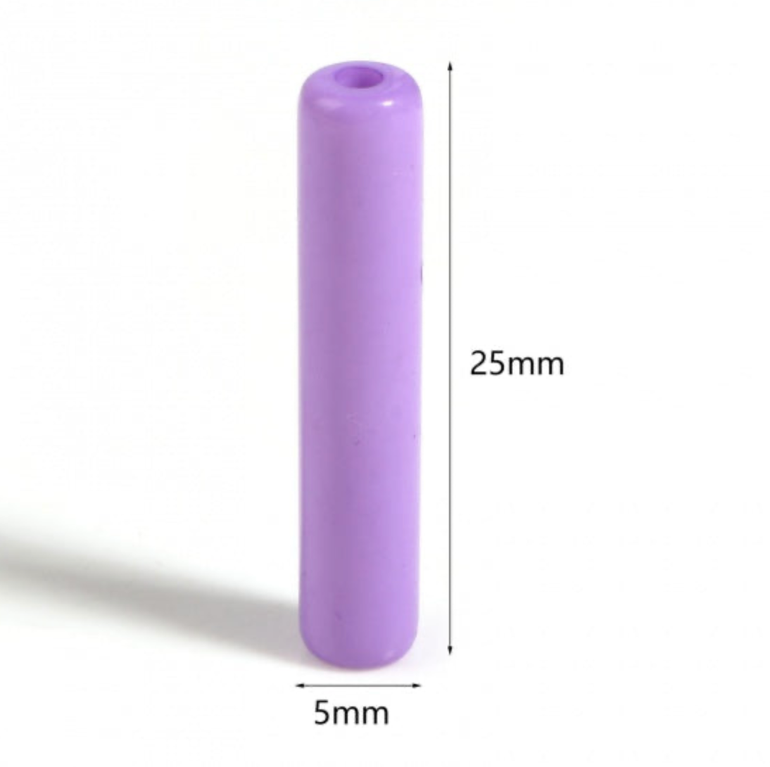 Acrylic Cylinder Beads 25 mm Mix Colour - Pack of 50