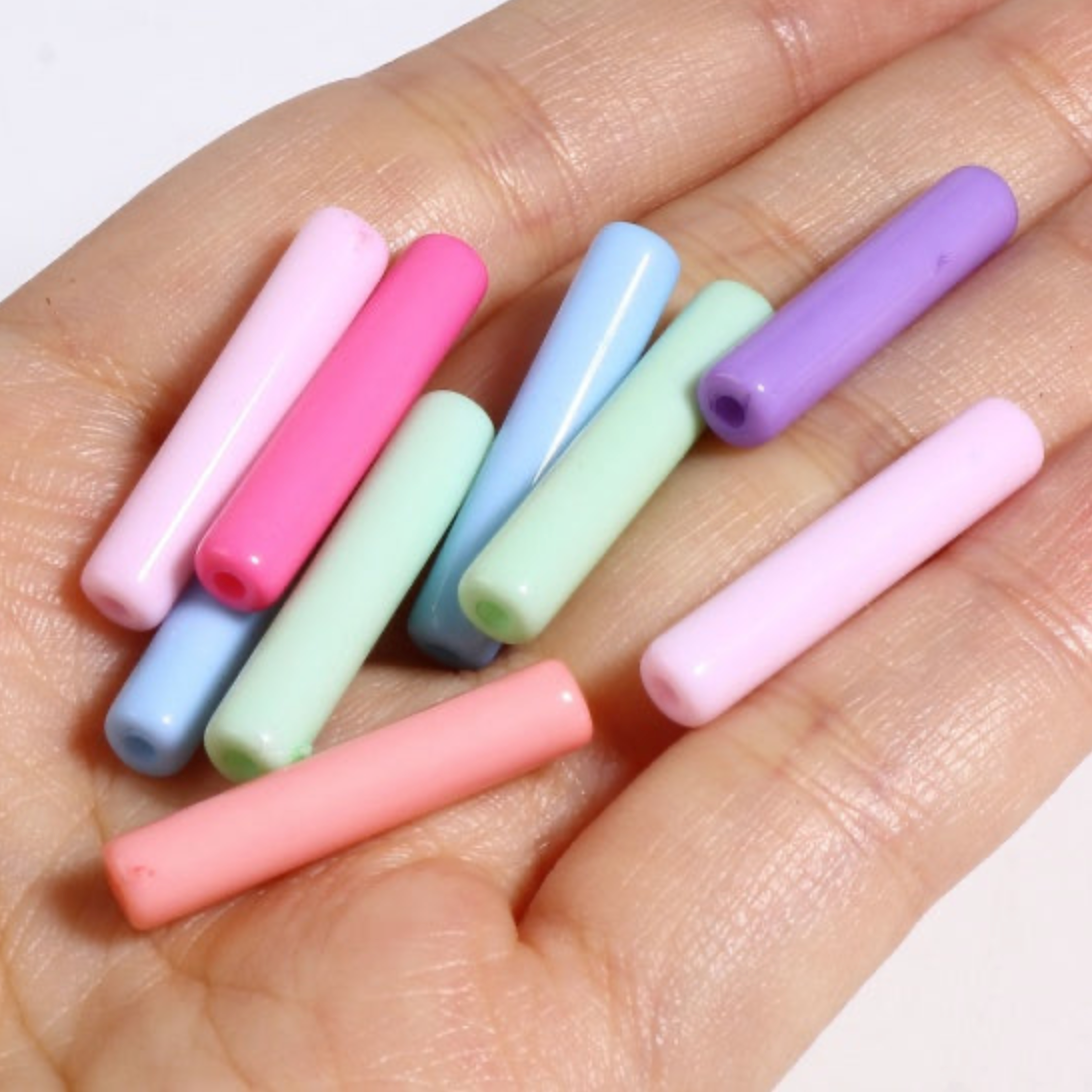 Acrylic Cylinder Beads 25 mm Mix Colour - Pack of 50