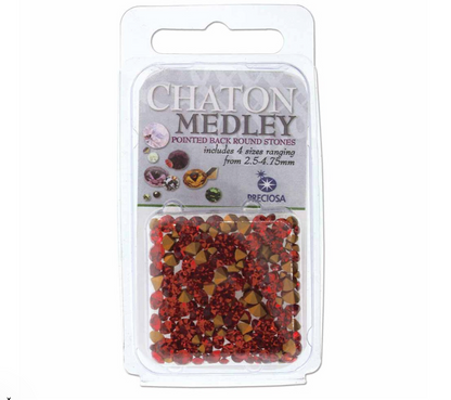 Ruby Preciosa Chaton Rhinestones - 5 Grams of Mix Sizes