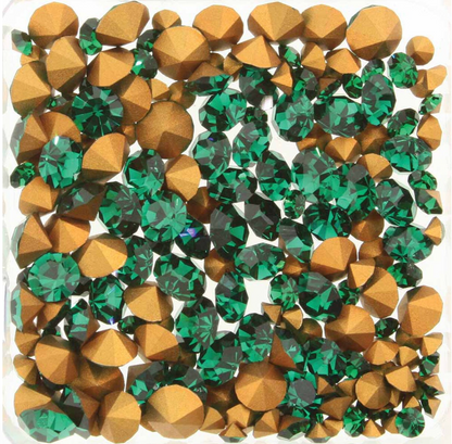 Emerald Preciosa Chaton Rhinestones - 5 Grams of Mix Sizes