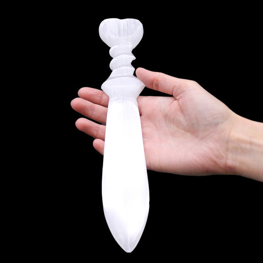 Selenite 25cm Large Ritual Knife - Spiral