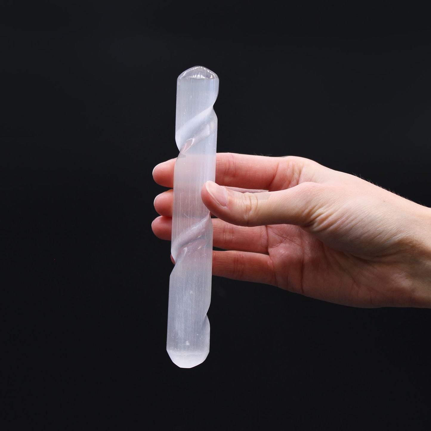 Selenite Spiral Wand - 16 cm Round Both Ends
