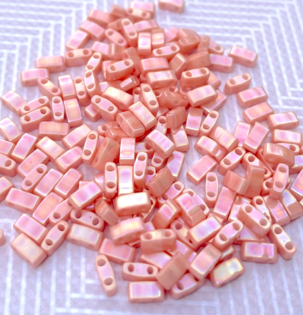 Semi Matte Opaque Salmon Miyuki Half Tila Beads - 8 grams