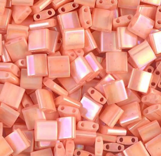 Semi Matte Opaque Salmon Miyuki Tila Beads 8 grams
