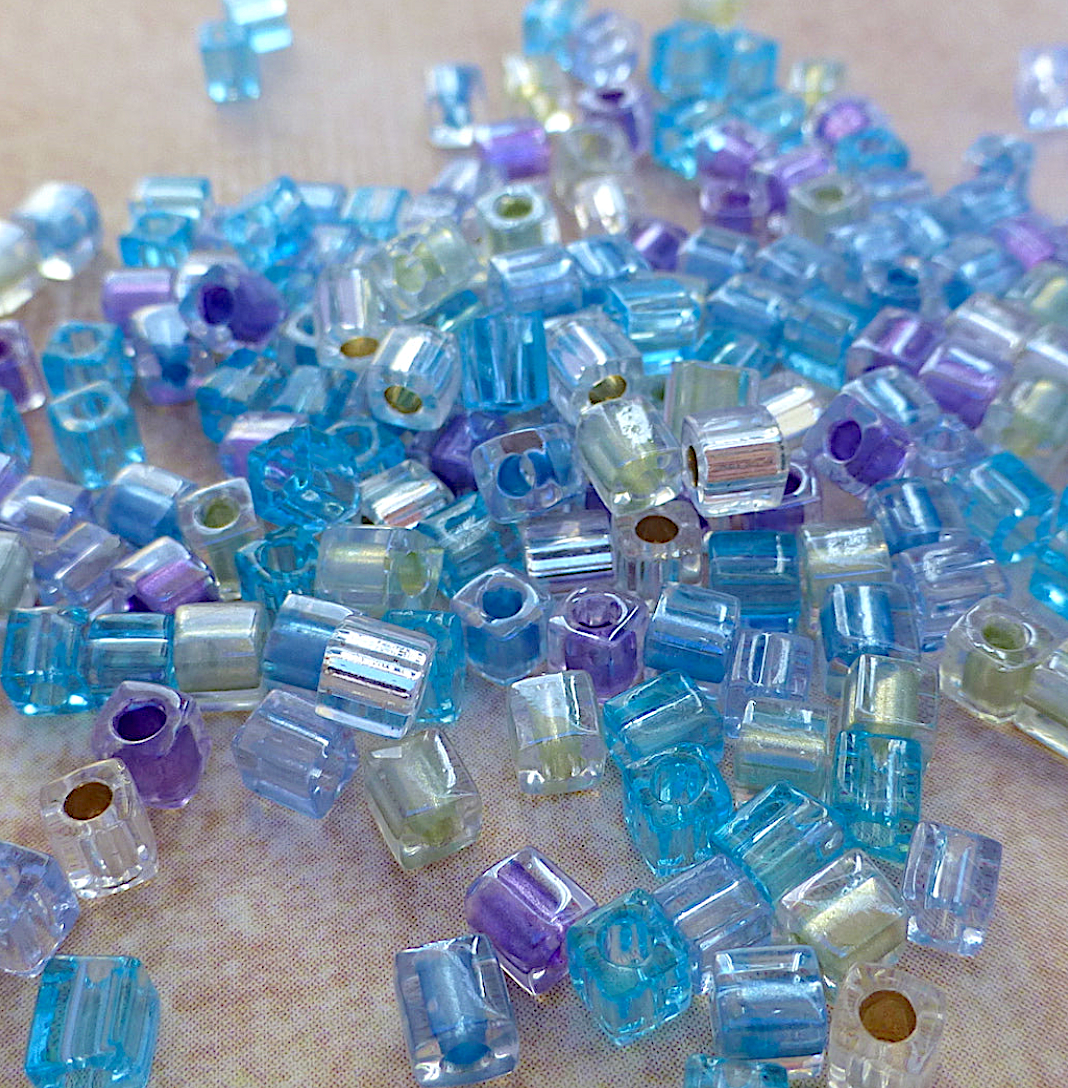 Serenity Mix Miyuki Cubes 3mm Japanese Beads - 20 grams
