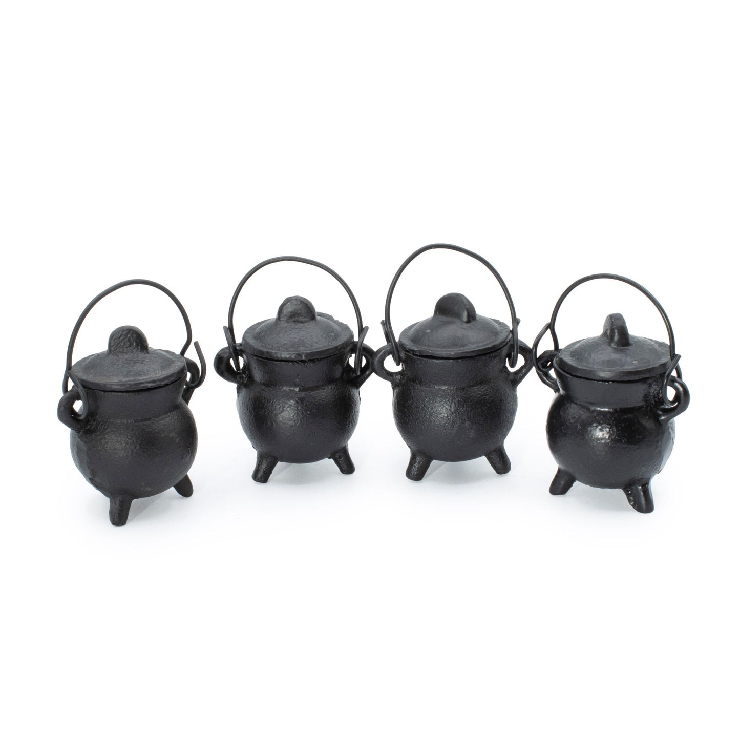 Set of 4 Extra Small Cast Iron Cauldrons 5x7cm