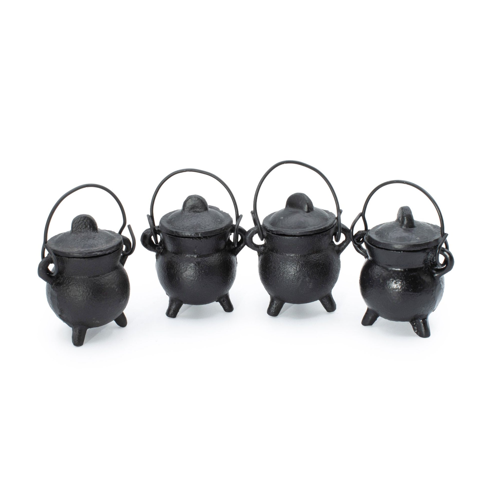 Set of 4 Extra Small Cast Iron Cauldrons 5x7cm
