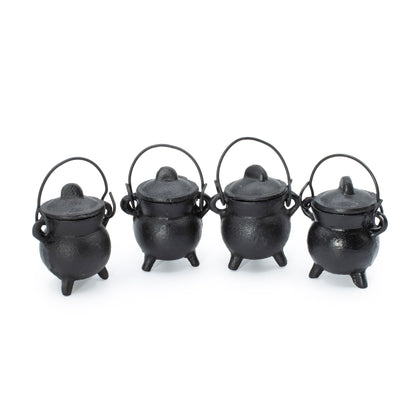 Set of 4 Extra Small Cast Iron Cauldrons 5x7cm