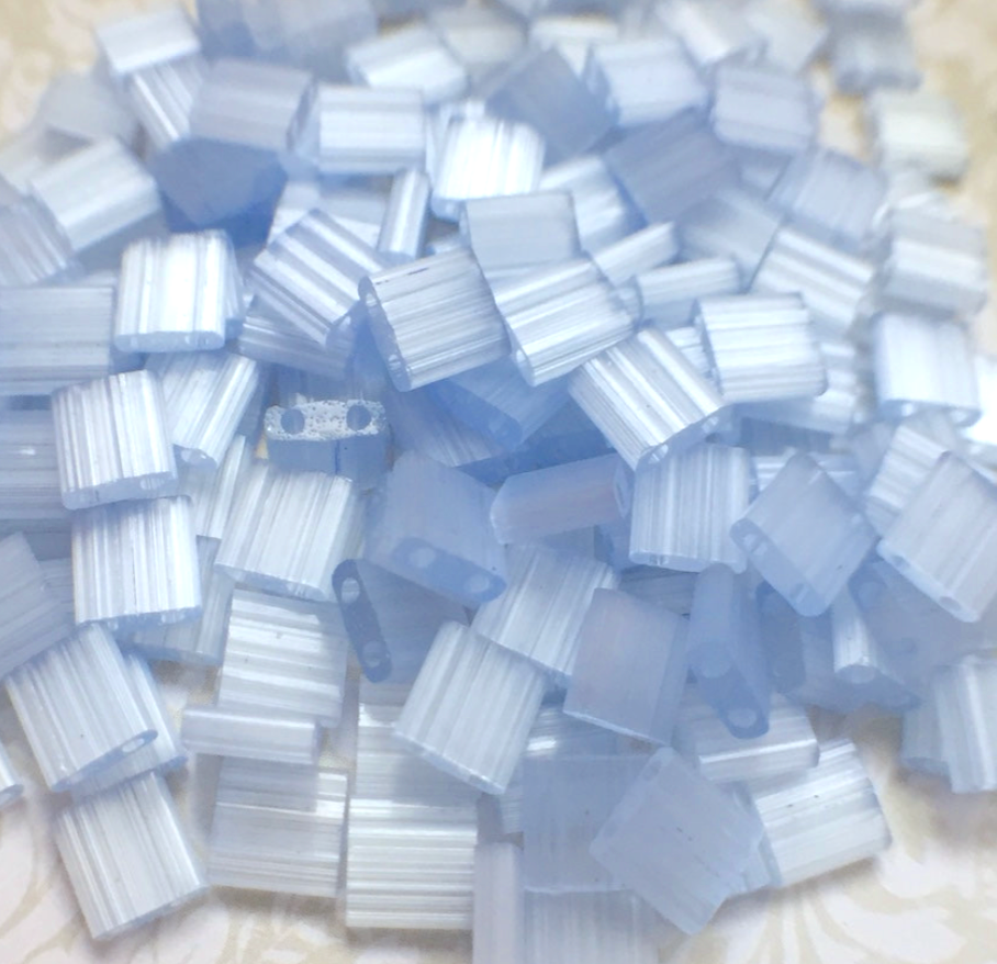 Silk Pale Blue Miyuki Tila Beads 8 grams