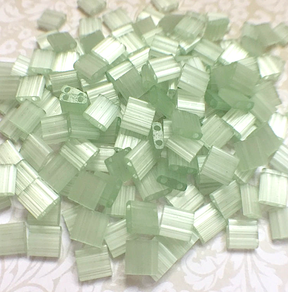 Silk Pale Light Green Miyuki Tila Beads 8 grams
