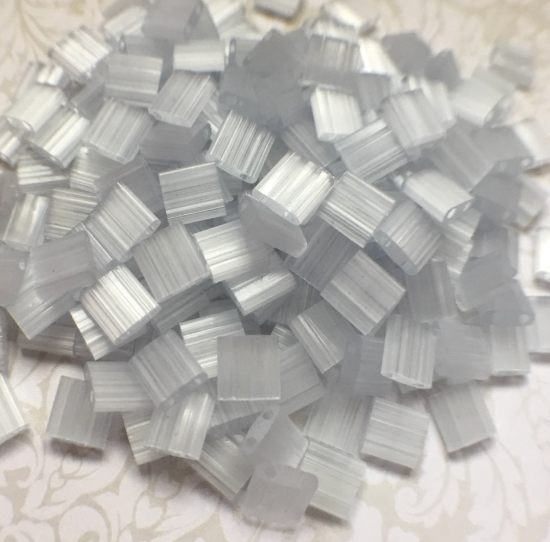 Silk Pale Light Grey Miyuki Tila Beads 8 grams