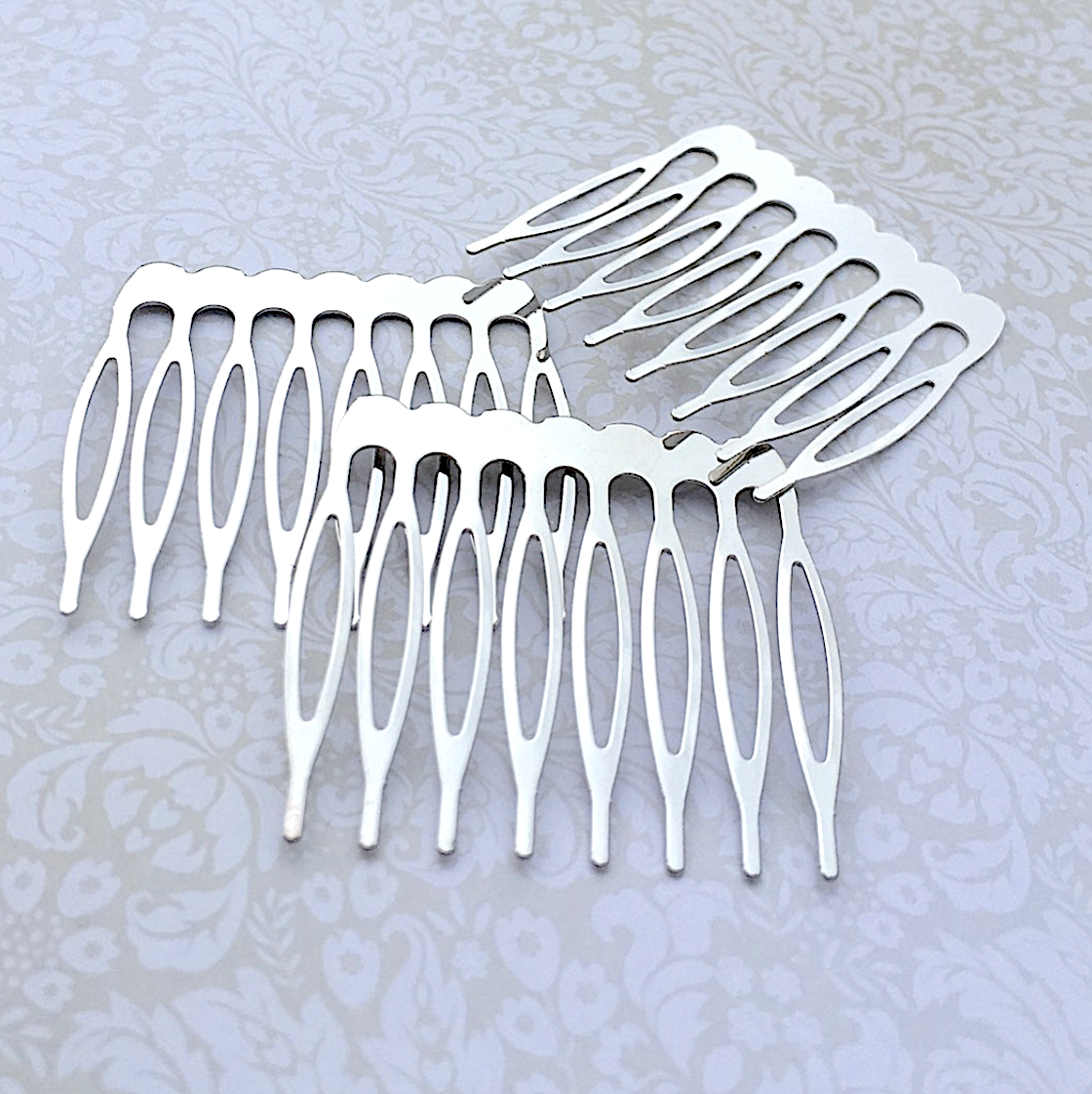 Silver Colour 43mm Hair Combs Pack of 10