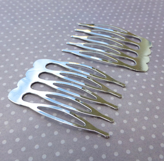 Silver Colour Small 26mm Hair Combs Pack of 10