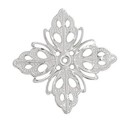 Silver Colour Square Filigree Scrapbooking Embellishments - Pack of 10