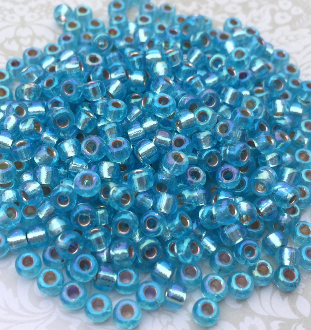 Silver Lined Aqua AB 6-1018 Miyuki 6/0 Round Japanese Seed Beads - 20 grams