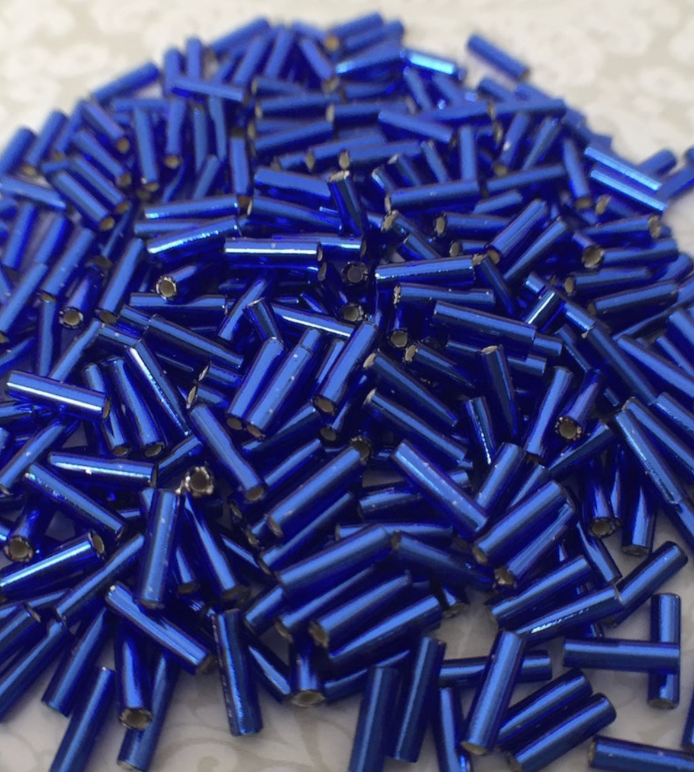 Silver Lined Dark Sapphire 6mm Miyuki Bugle Beads BGL2-9048 - 10 grams