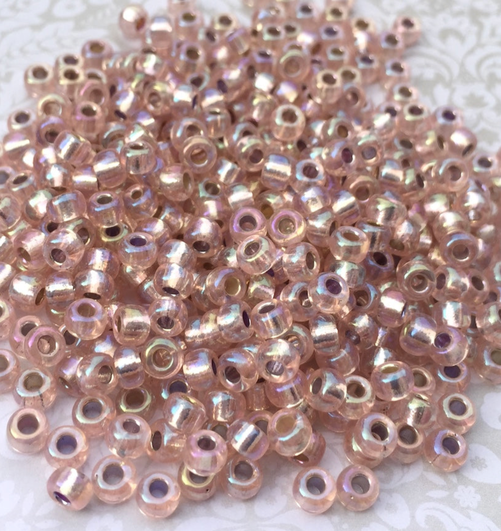 Silver Lined Light Blush AB 6-1023 Miyuki 6/0 Round Japanese Seed Beads - 20 grams