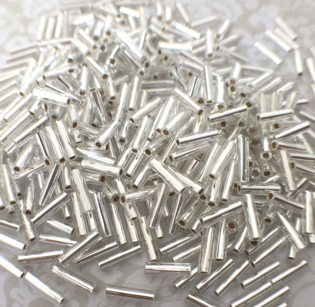 Silver Lined Silver 6mm Miyuki Bugle Beads BGL2-9061 - 10 grams