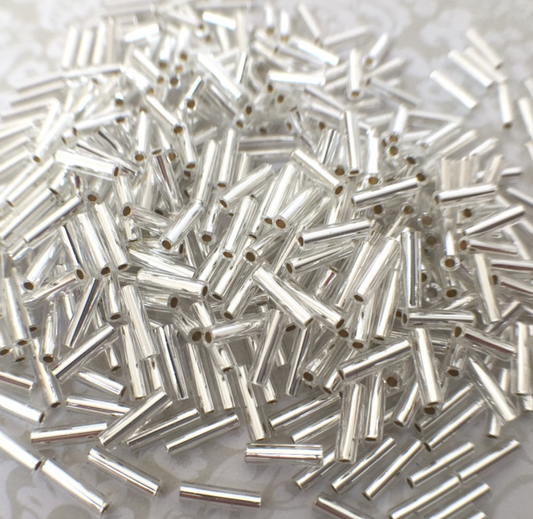 Silver Lined Silver 6mm Miyuki Bugle Beads BGL2-9061 - 10 grams