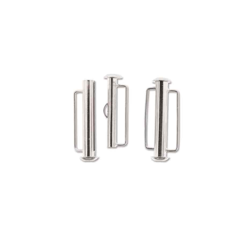Silver Plated Slide Bar Clasp 21.5mm - Pack of 2