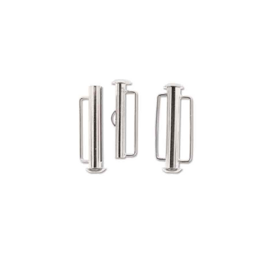 Silver Plated Slide Bar Clasp 21.5mm - Pack of 2
