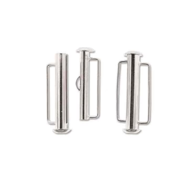 Silver Plated Slide Bar Clasp 26.5mm - Pack of 2