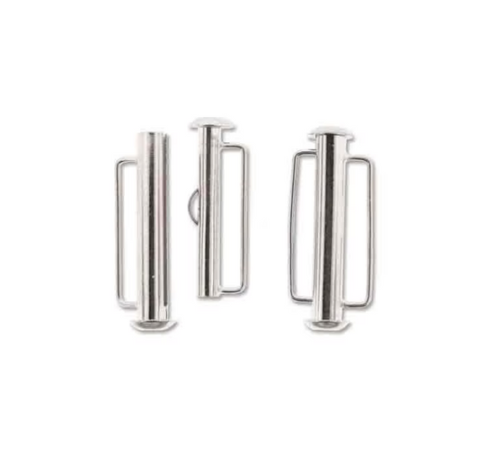 Silver Plated Slide Bar Clasp 26.5mm - Pack of 2