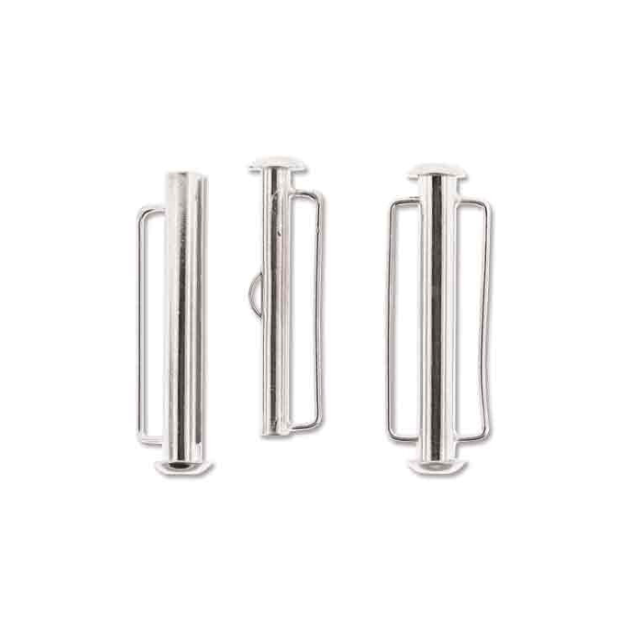 Silver Plated Slide Bar Clasp 31.5mm - Pack of 2