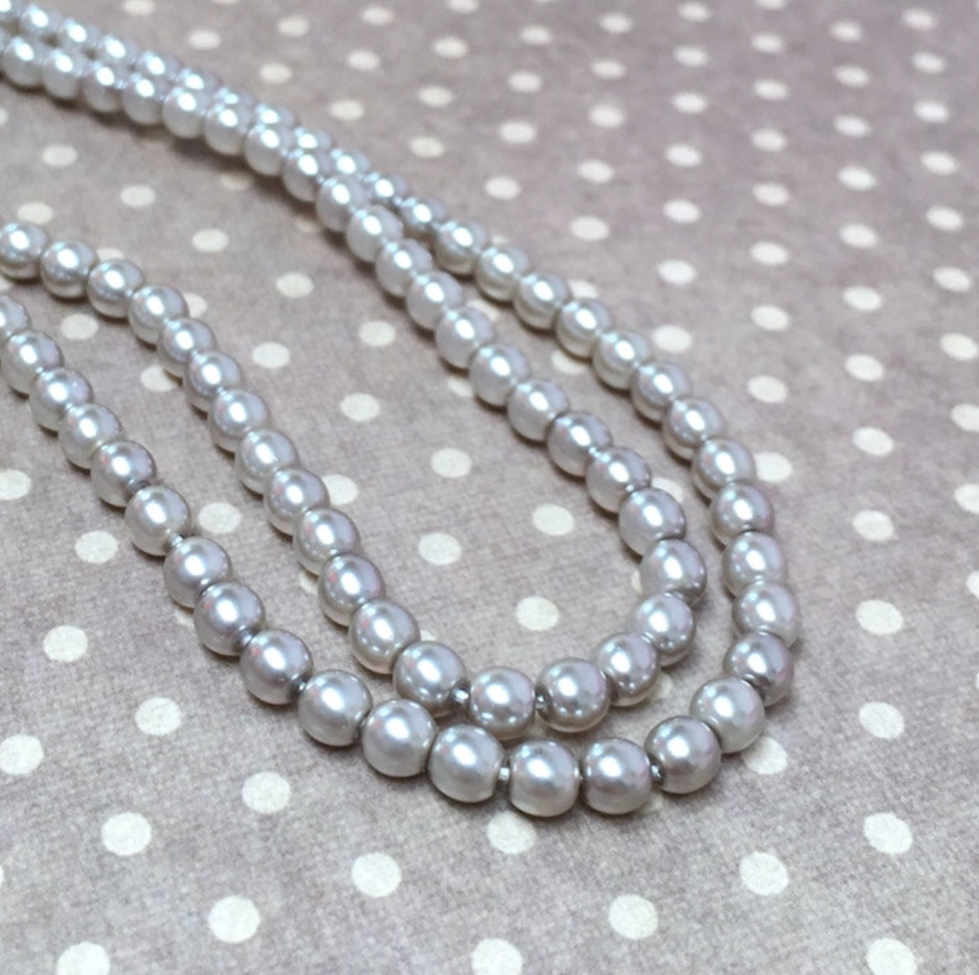 Silver Round Czech Glass Pearls 4mm Strand of 120 beads