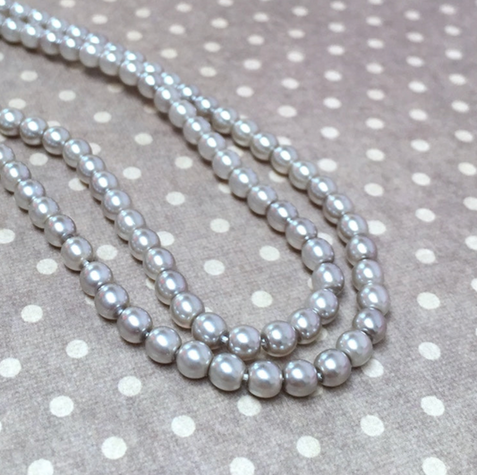 Silver Round Czech Glass Pearls 4mm Strand of 120 beads