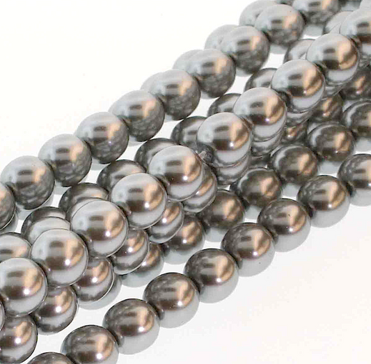 Silver Round Czech Glass Pearls 6mm