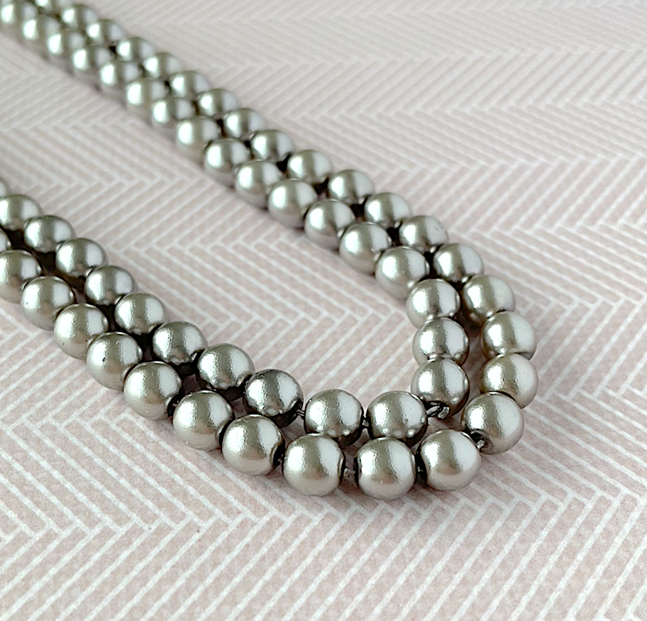 Silver Round Czech Glass Pearls 6mm Strand of 75 bead