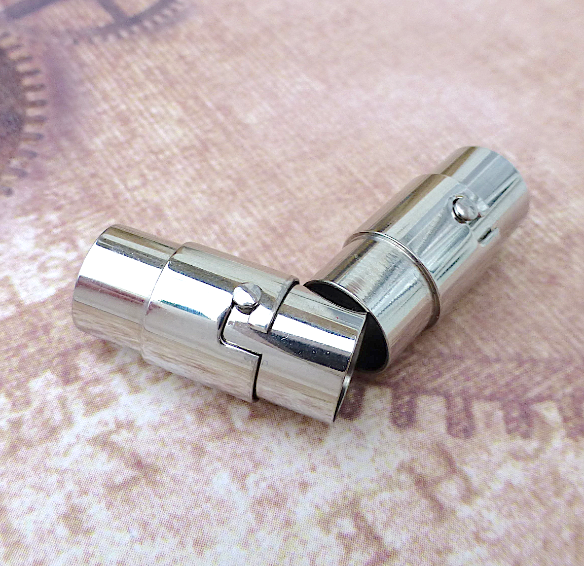 Silver Stainless Steel Tubular Locking Magnetic Clasp 6mm - Pack of 2