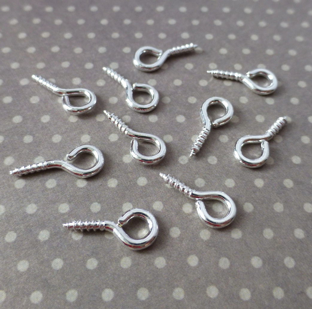 Silver Tone Eye Screw Bails - Pack of 100