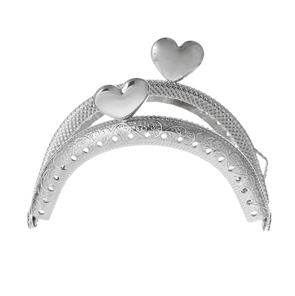 Silver Tone Purse Frame with Heart Clasp