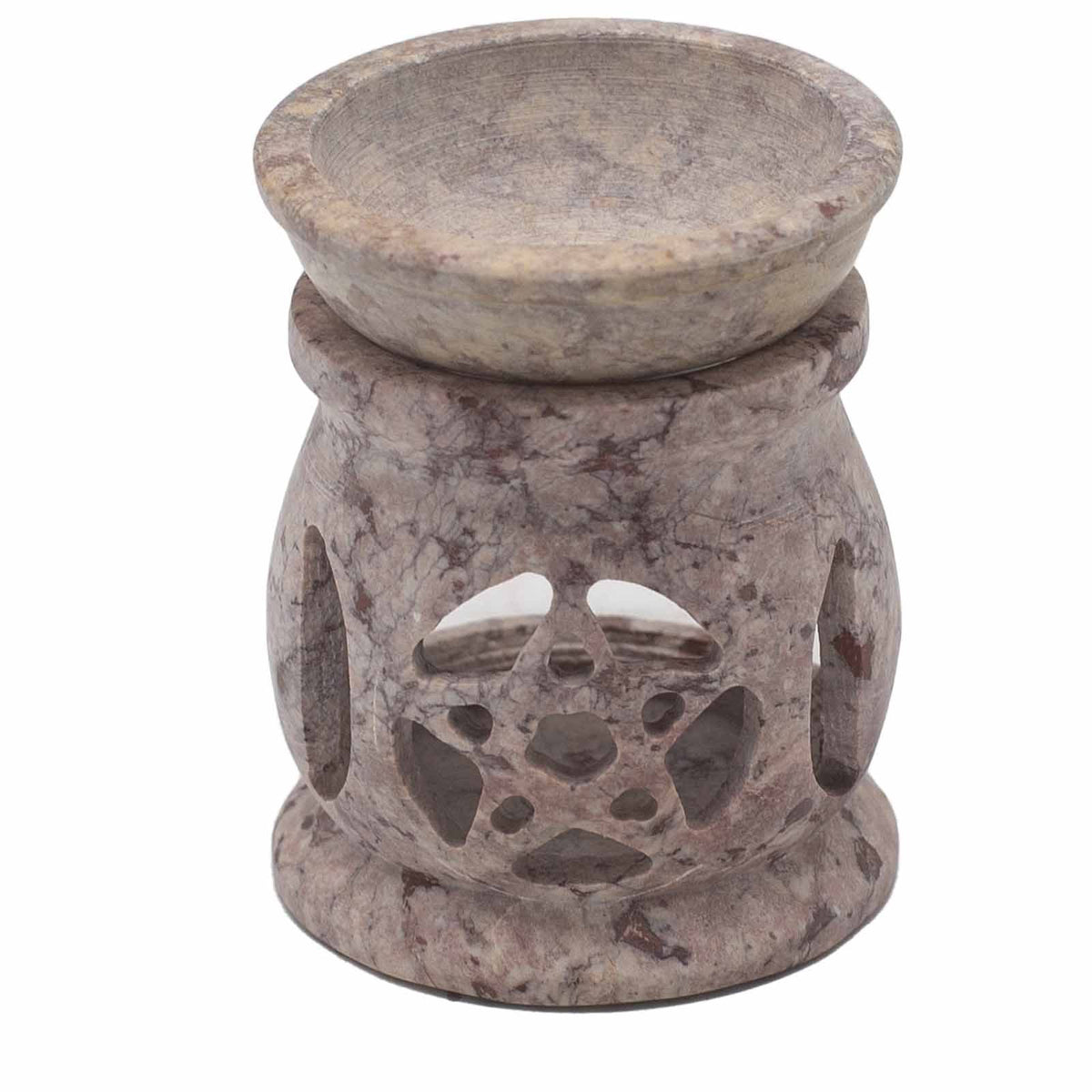 Small Soapstone Oil Burner Three Moon and Pentagram