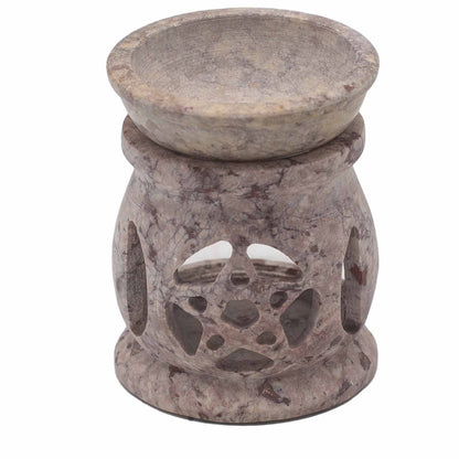 Small Soapstone Oil Burner Three Moon and Pentagram