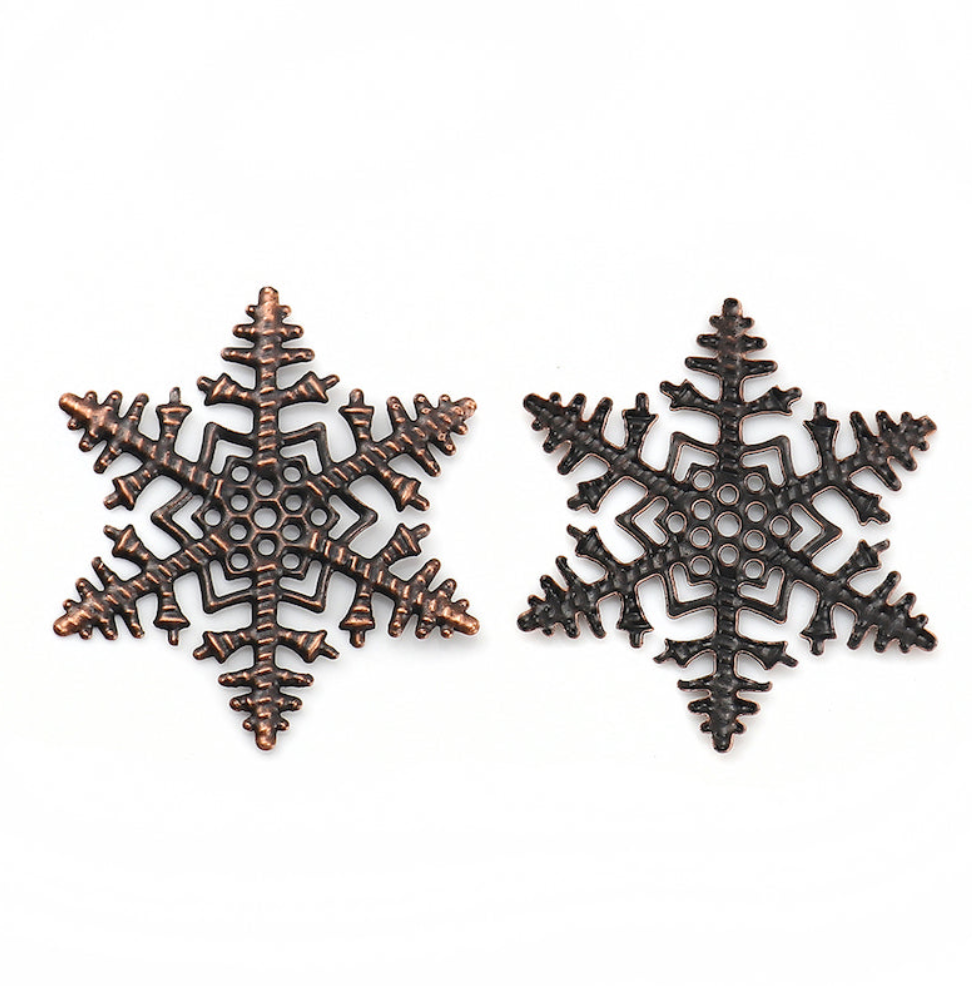 Snowflake Filigree in Antique Copper Colour Scrapbooking Embellishment Pack of 10